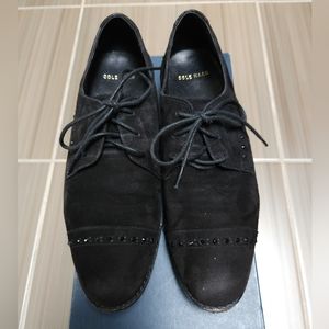 Cole Haan Women's Gramercy Cap Oxford Loafers, BLACK SUEDE - SIZE 6.5